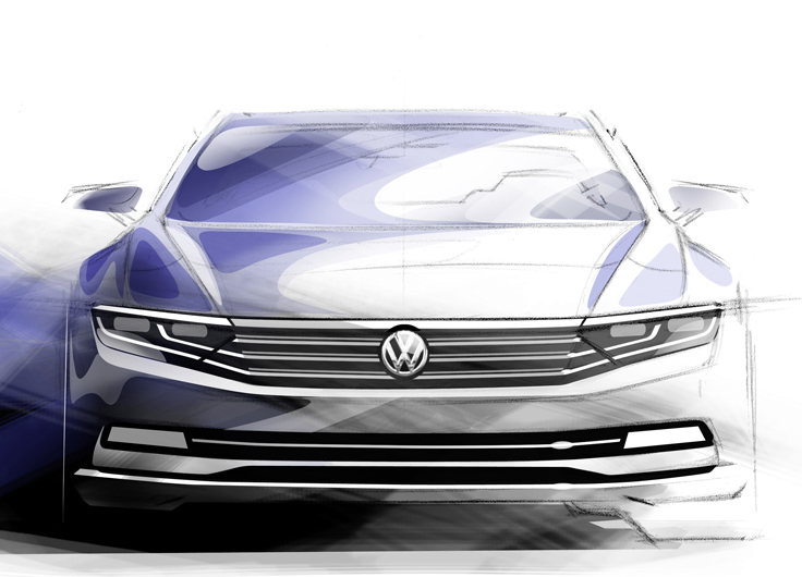 Фото новый VW Passat 2014 рисунок вид спереди