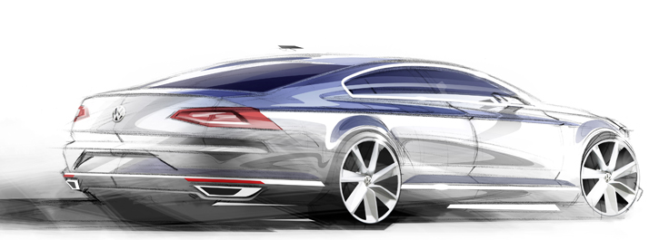 Фото новый Volkswagen Passat 2014 рисунок вид сзади