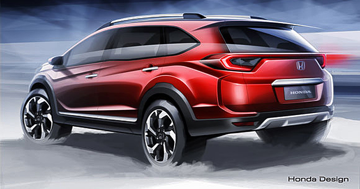 Фото (рисунок) новый Honda BR-V 2015-2016 сзади