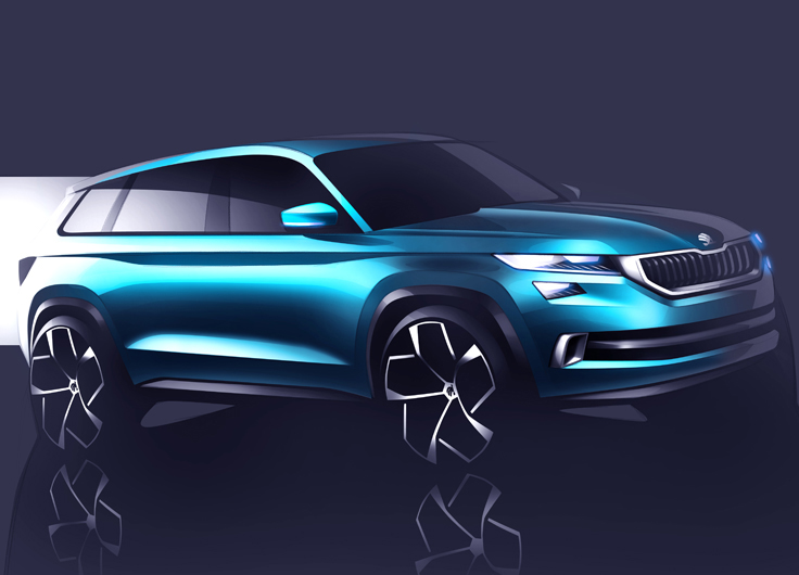 Фото (рикунок) нового Skoda VisionS 2016-2017 спереди
